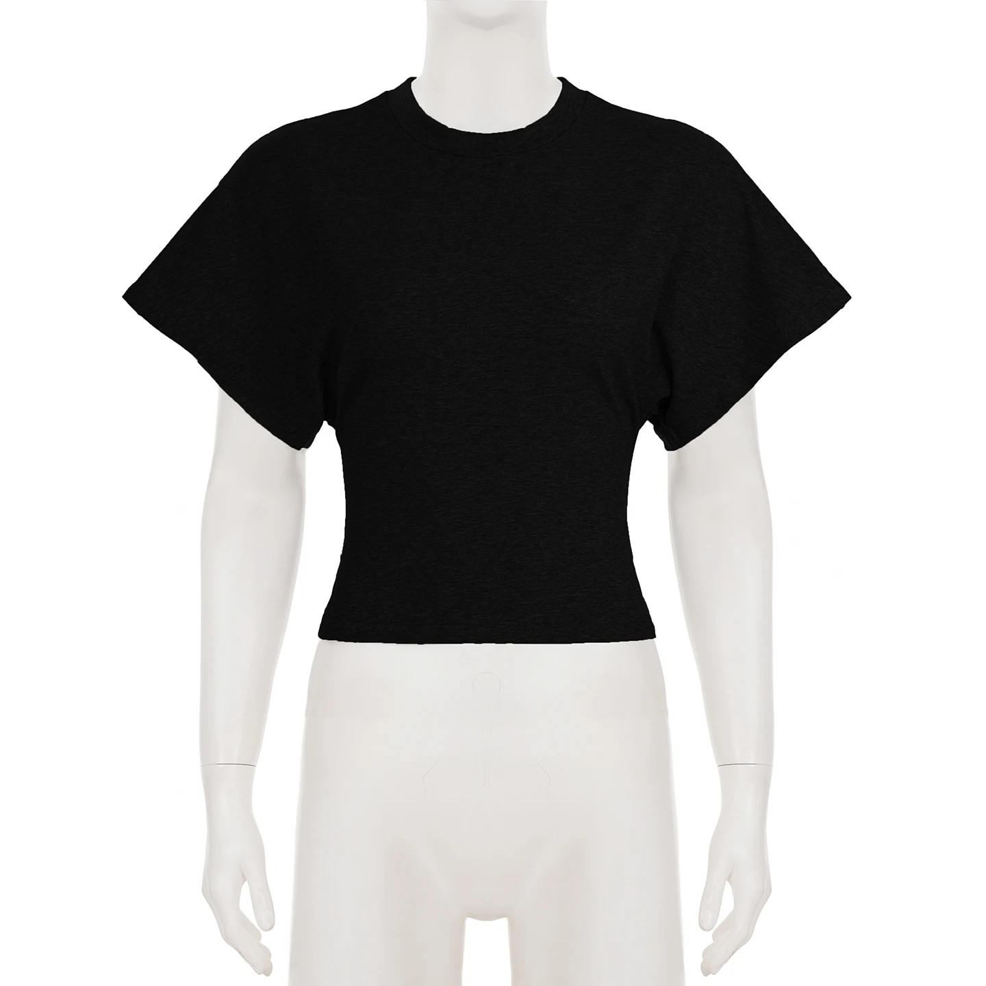 SUCHCUTE Solid Cotton O-Neck Pullover Waist Short Top Women Short-Sleeved Loose T-shirt Causal All-Match Shirts Summer Basic New