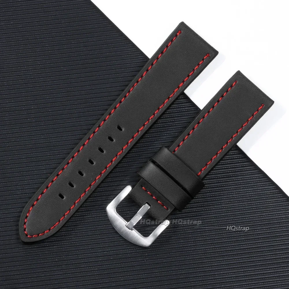 Vintage Matte Genuine Leather Watchband Strap in Black, Blue, or Brown