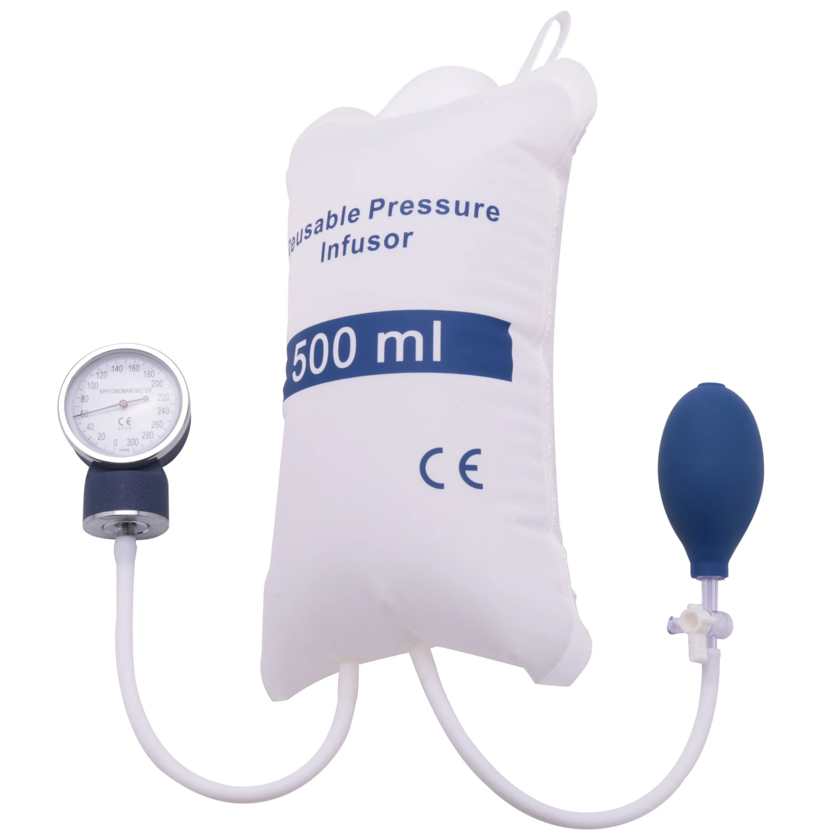 

Infusion Pump Pressure Bag 500Ml with Gauge and Hand Pump Ball Reusable Pressure Infusion Bag