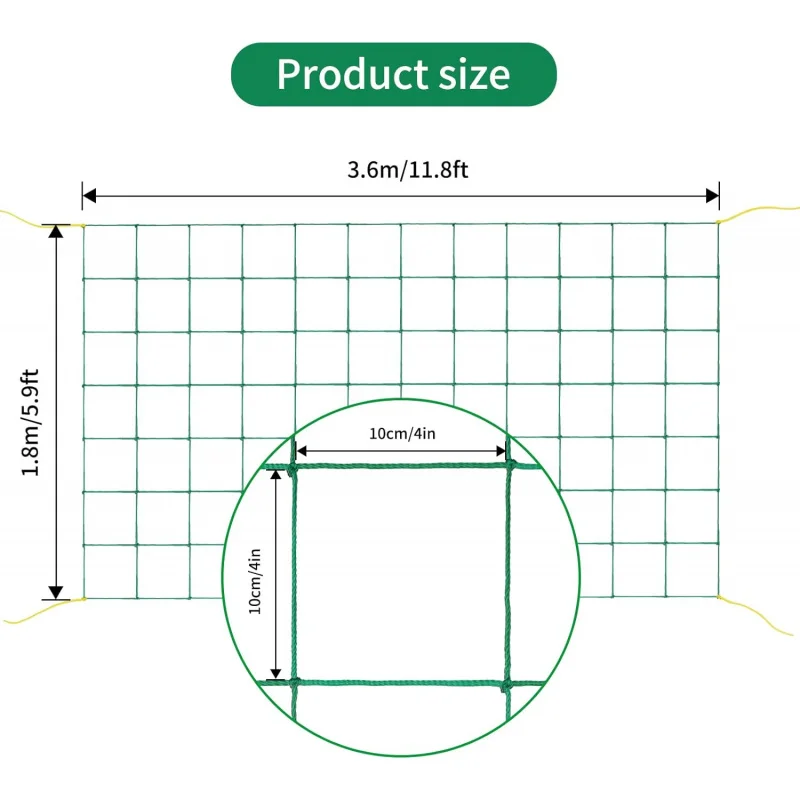 KINGLAKEGarden grid suitable for rock climbing plants, 6ft x 12ft green garden plant net, heavy plastic plant grid, protect vege 2
