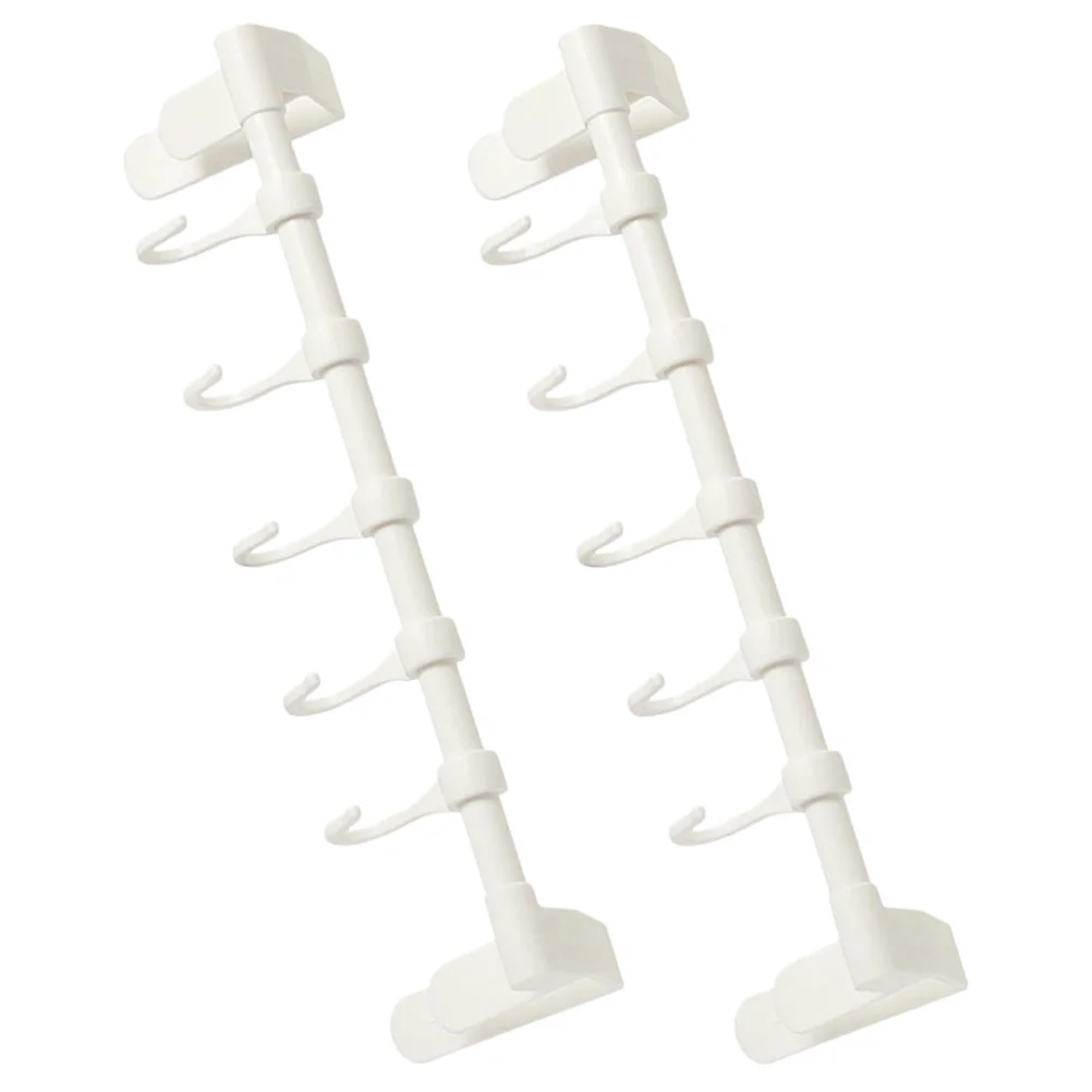 

2 Pcs Kitchen Rack Tea Cups Storage Organizer Cabinet Door Towel Hooks Hanger Holder
