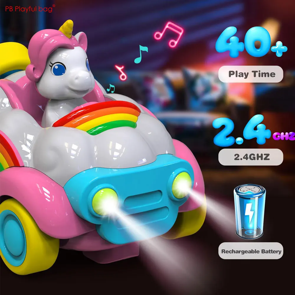 2.4G RC Unicorn Car Light Music Toy Cartoon Unicorn Christmas Gifts Remote Control Rainbow Vehicle Children Present AC231 5