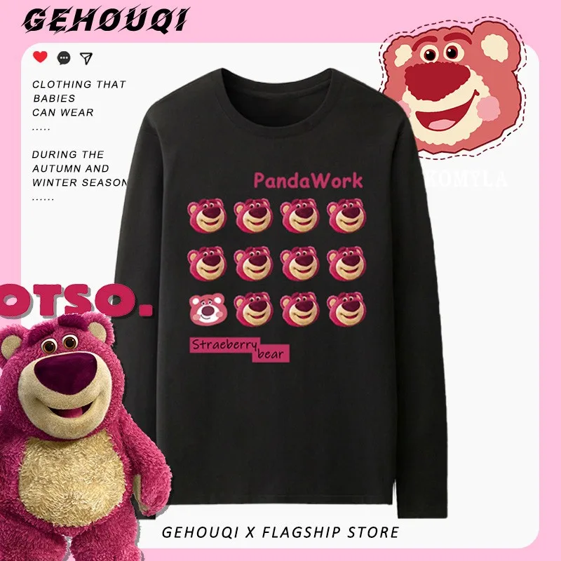

2024 New Disney Toy Story Long Sleeve T-shirt Women Graffiti Strawberry Bear Children's Fall Clothes Pure Cotton