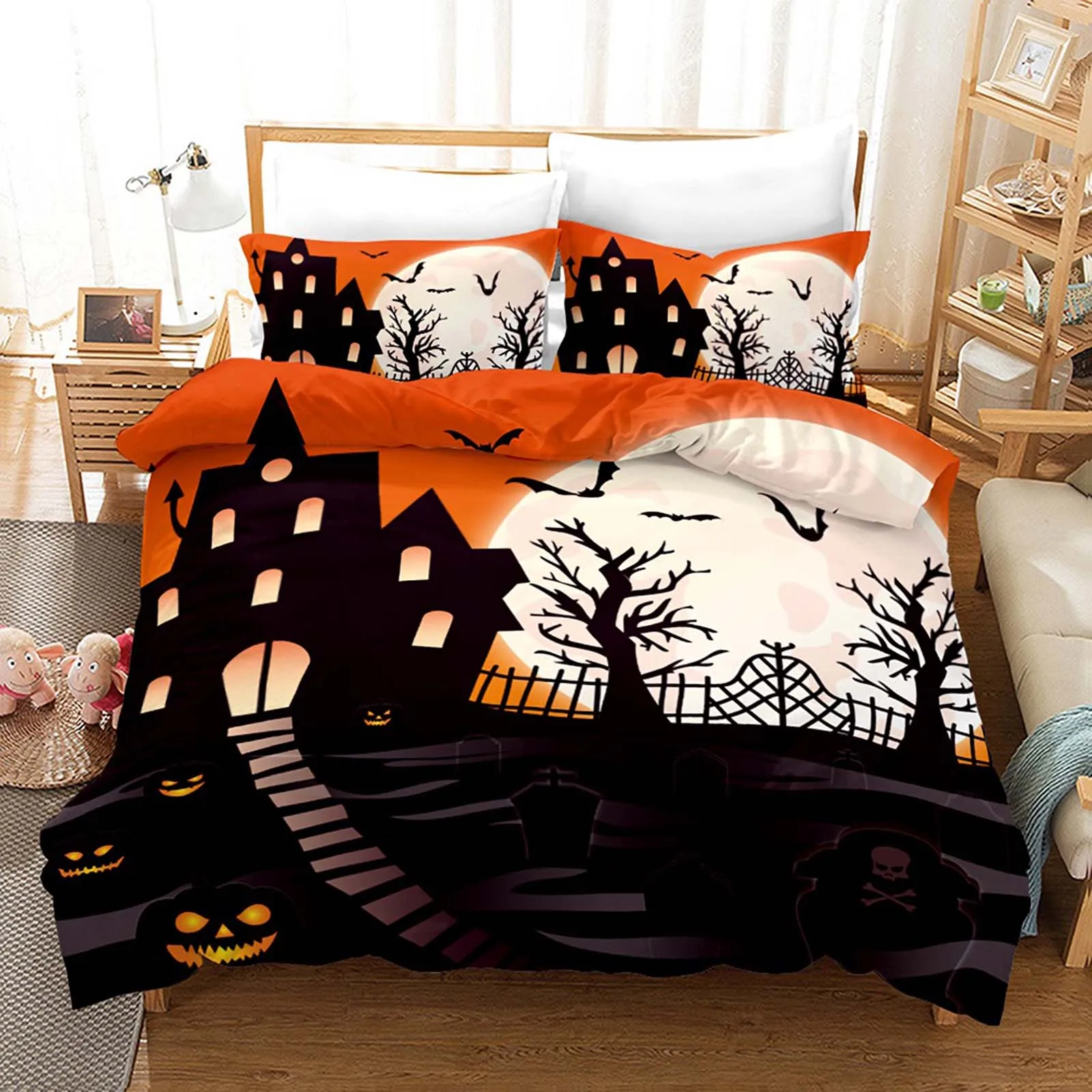 

Bedding Set Halloween Style Duvet Cover Single Double Full Queen King Size Quilt Cover Pillowcase Decor Bedclothes Size 200x200