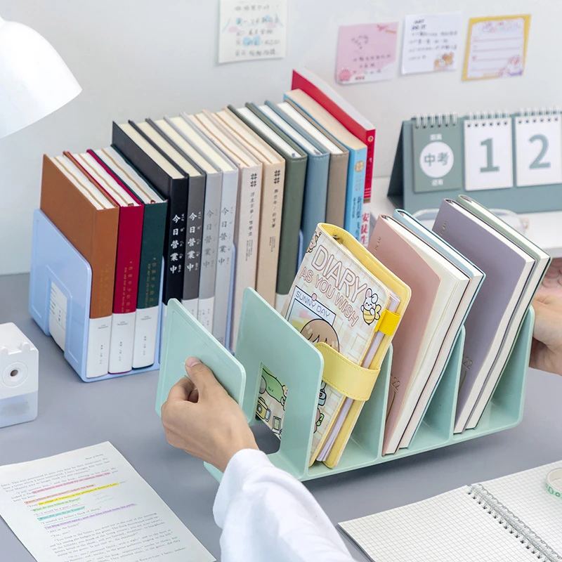 4 Grid Multi-Purpose Bookends Book Storage Stand Organizer Holder Desk Bookshelf Book Cd Magazine File Office Supplies