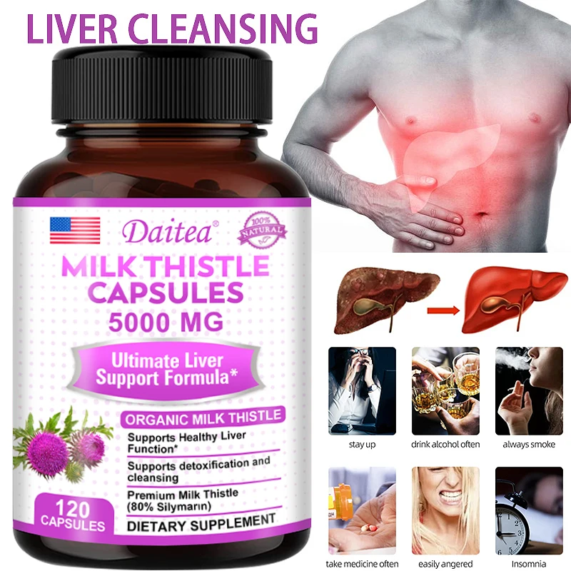 Organic Milk Thistle Extract Liver Capsules help lower cholesterol, support a healthy liver, detoxify and fight oxidants 2