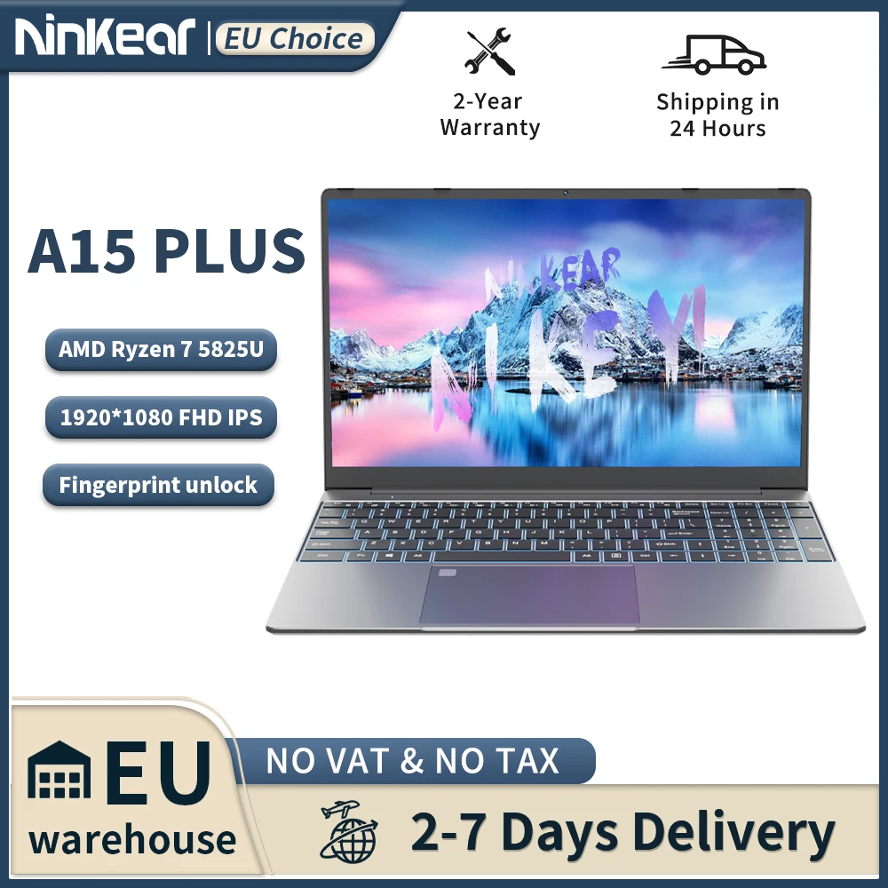 Ninkear A15 PLUS Laptop 15.6" IPS FHD AMD Ryzen 7 5825U Notebook 32G DDR4 3200Mhz+1TB PCI-E 57Wh Battery Windows 11 PRO Computer 1