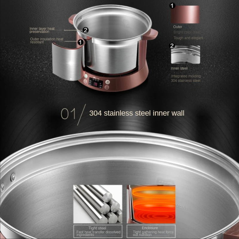 Purple Clay Soup Household Stainless Steel Electric Stew Cup Waterproof Pot Ceramic Automatic Porridge Cooking