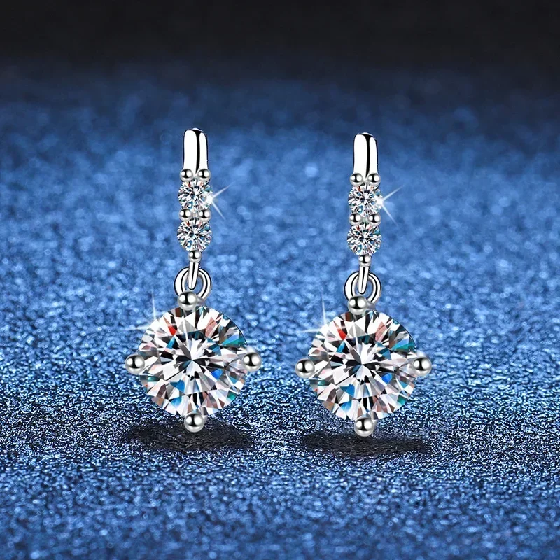 Solid 14K White Gold AU585 Platinum PT950 Earrings 1