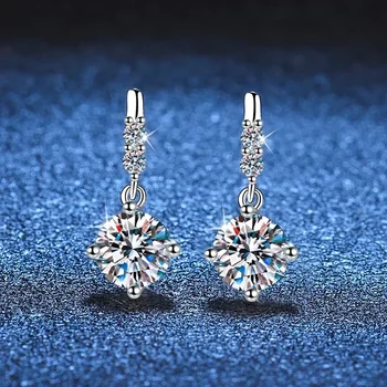 Solid 14K White Gold AU585 Platinum PT950 Earrings 1