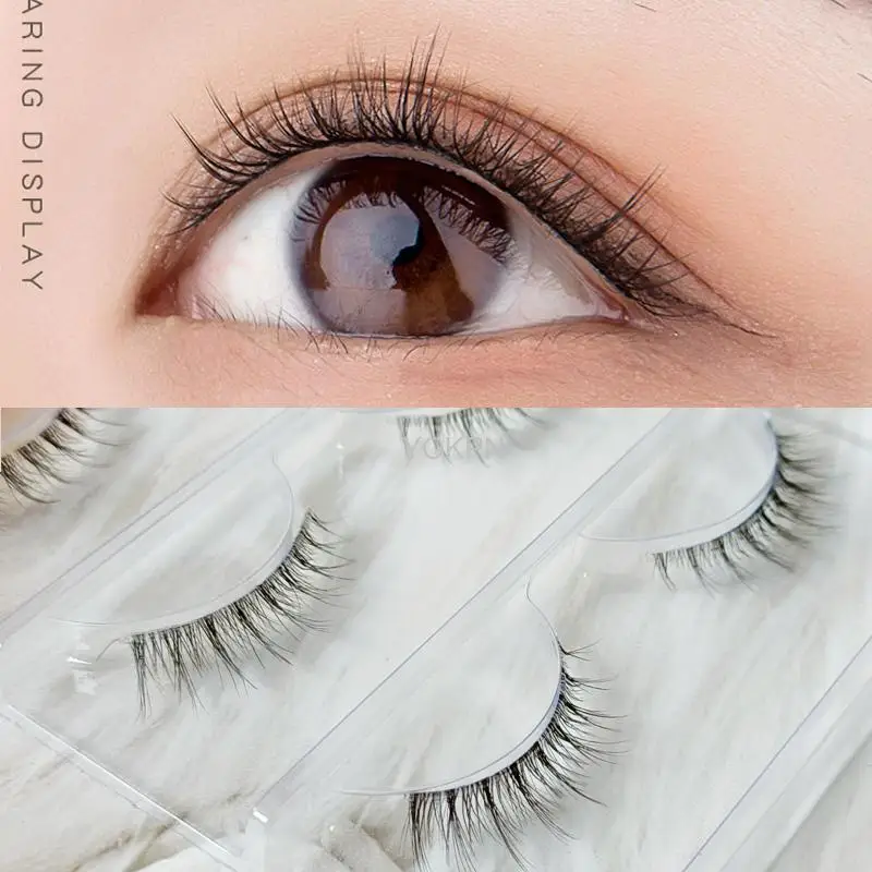 Yokpn Spikey False Eye Lashes Ʈ ڿ Ӵ Clear Band Ake 3D  Ӵ Glimmer Beginner Makeup Manga Lashes