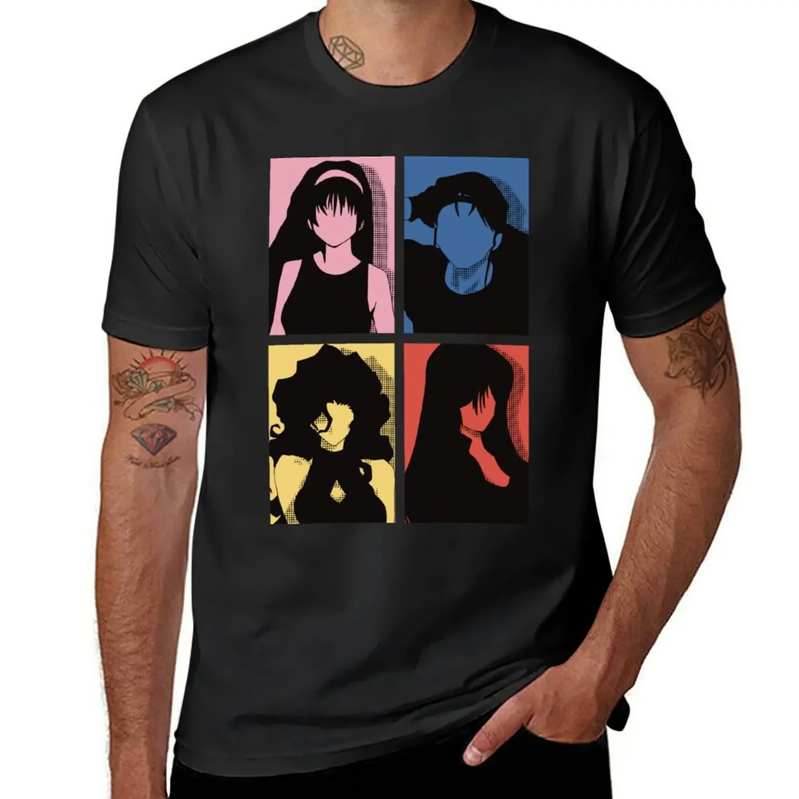 

Все основные персонажи из золотого аниме в красочном кавайном минималистском стиле поп-арт футболка аниме одежда мужская одежда