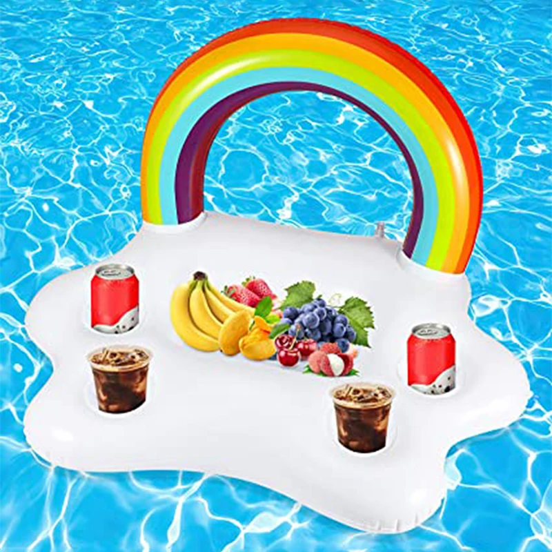 

Floating Table Summer Party Bucket Rainbow Cloud Cup Holder Swimming Pool Inflatable Bed Float Beer Drinking Cooler Bar Beach