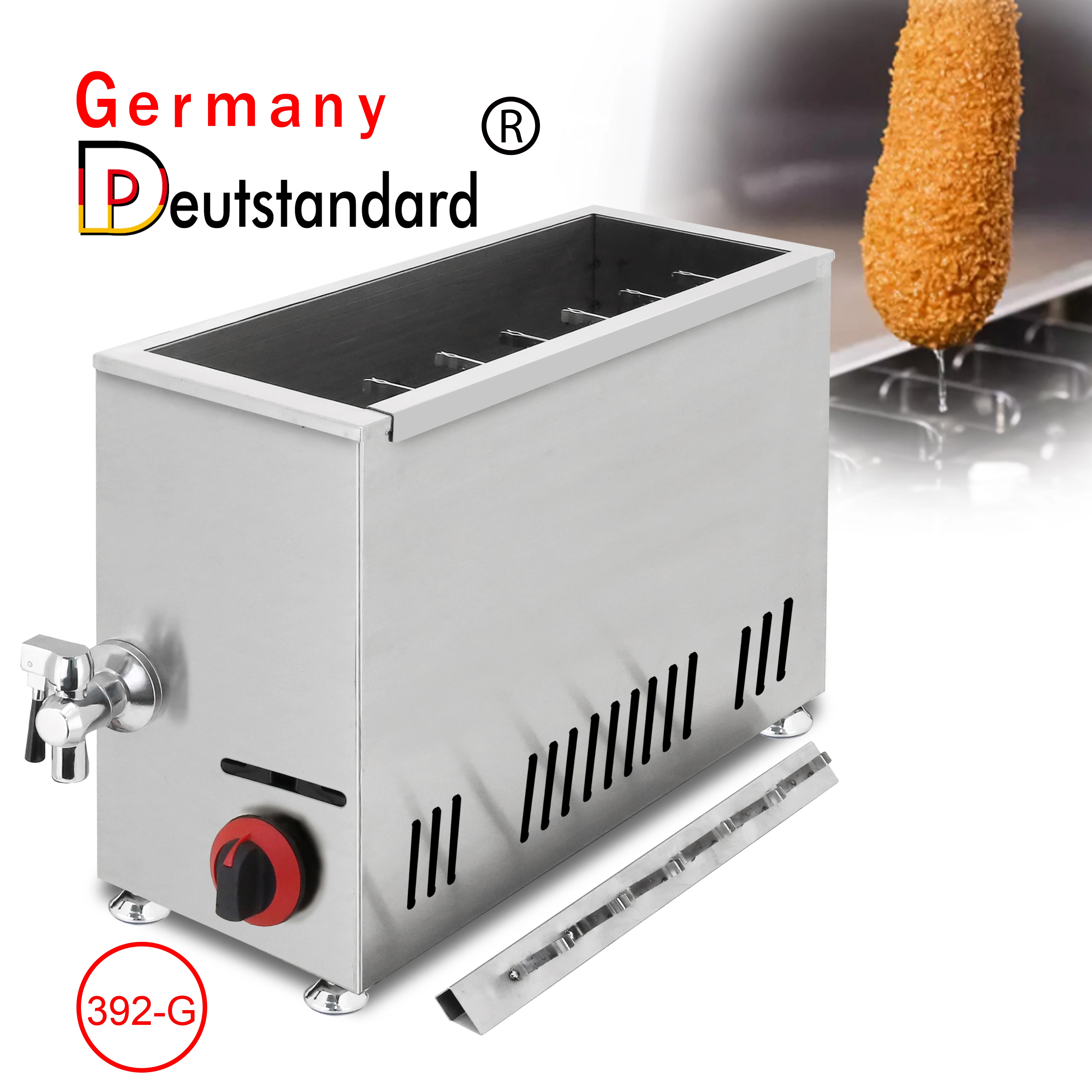 Commercial 21L Large Capacity Gas Cheese Hot Dogs Sticks With Deep Fryer Machine Hot Dog Roller Maker Sausage Cheese Snacks Food 4