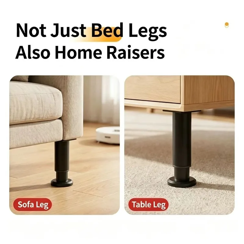 Set of 4 Adjustable Telescopic Furniture Legs for Cabinet or Vanity Height Adjustment