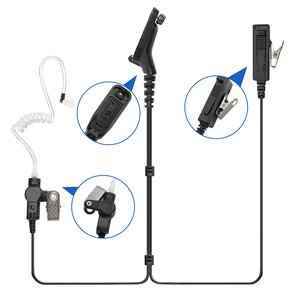 5PCS 2-wire PPT Mic Headset Earpiece For XPR6350 XPR6550 XPR7350 XPR7550 Two Way Radio