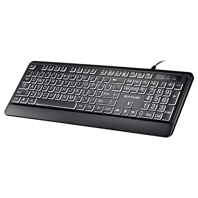 

Large Font Print USB LED Backlit Keyboard 104 Keys Full Size Computer Keyboard