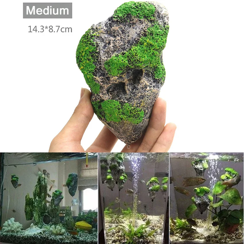 

Aquarium Decor Medium Floating Rock Flying Resin Moss Stone Suspended Artificial Rock Fish Tank Decoration Pumice Ornament No 2