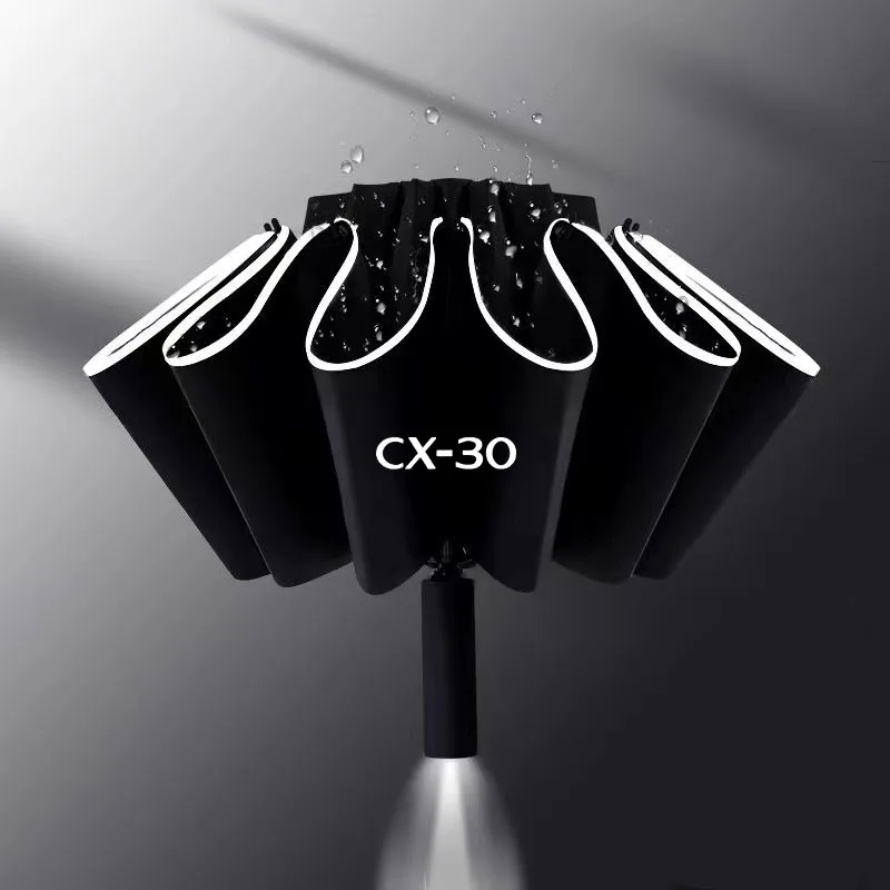 

Fully Automatic UV Umbrella With LED Flashlight Reflective Stripe Reverse Umbrellas for Mazda CX-30 CX30 2022 2020 2021