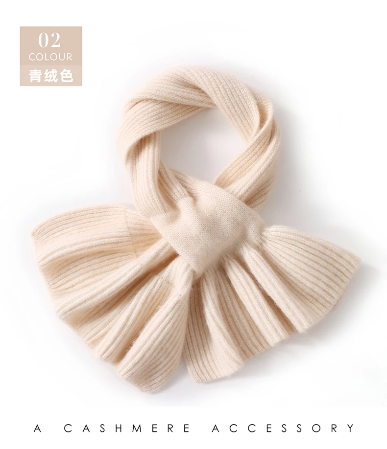 100% Kaschmir-Schal Kurzer Gestrickter Kreuzschal Warmer Nackenwärmer Einfarbig Vielseitig Herbst Winter Mode-Accessoire – Detail 11