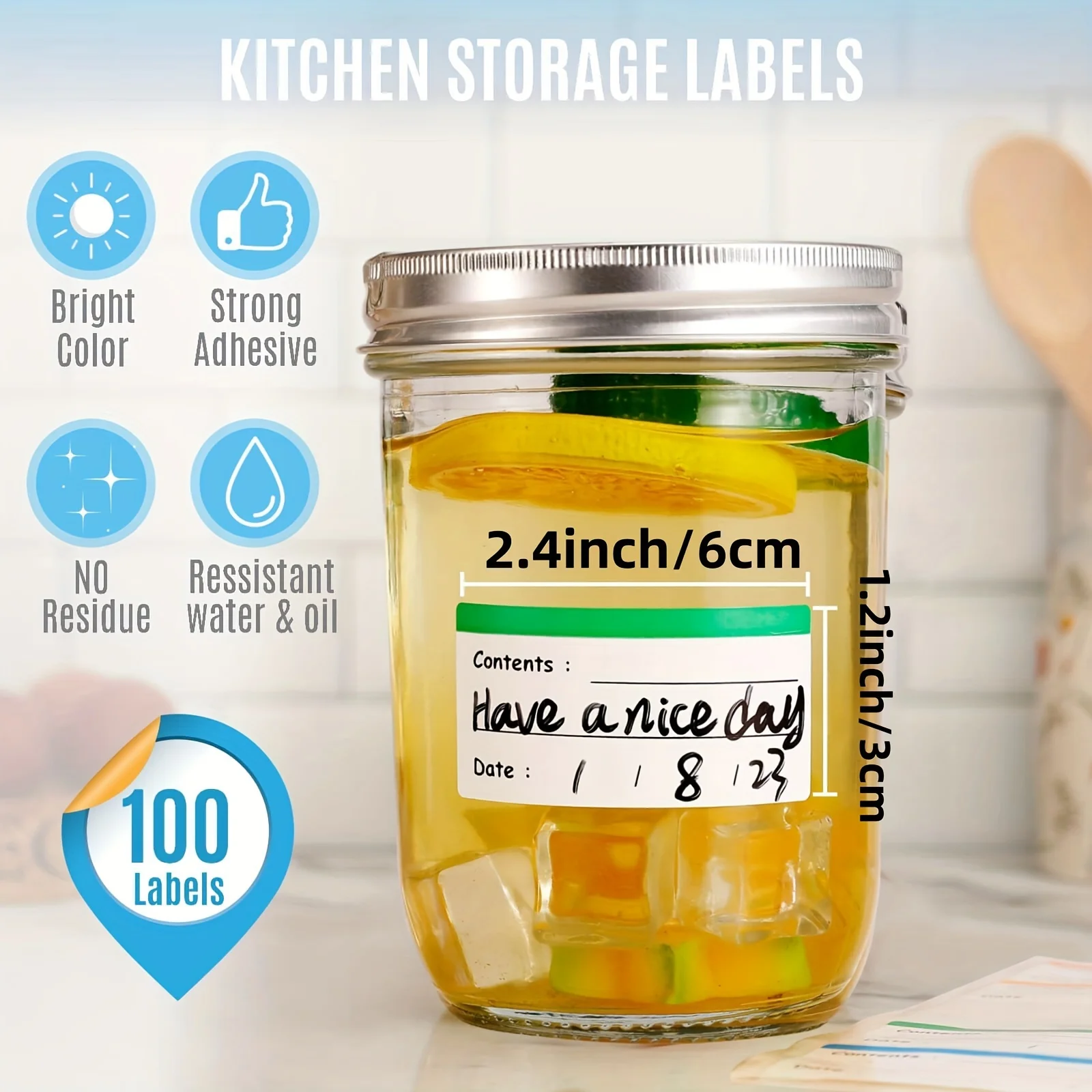 Label Stickers 100pcs Colorful Removable Freezer & Food Storage Labels ENERGY STAR Qualified Perfect For Kitchen Organization
