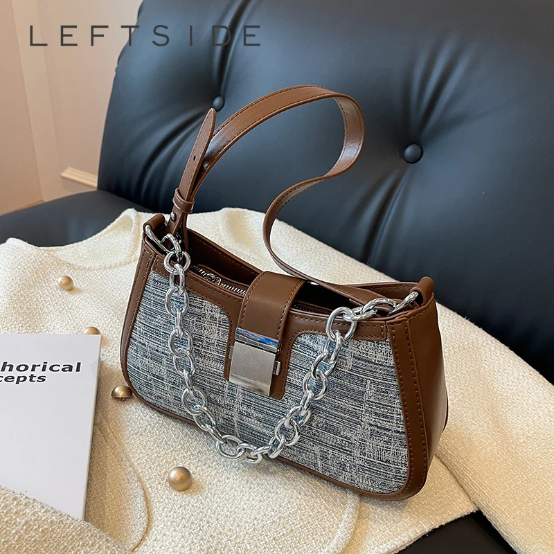 

LEFTSIDE Small Shoulder Bags for Women 2023 Winter Trends Underarm Bag Handbags and Purses Fashion Chain Crossbody Armpit Bag