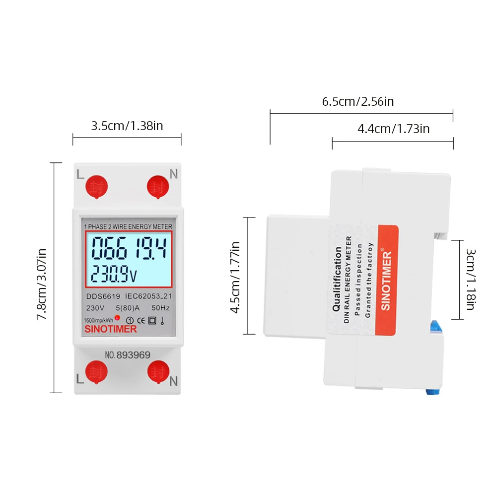 Digital Single Phase Energy Meter LCD Display