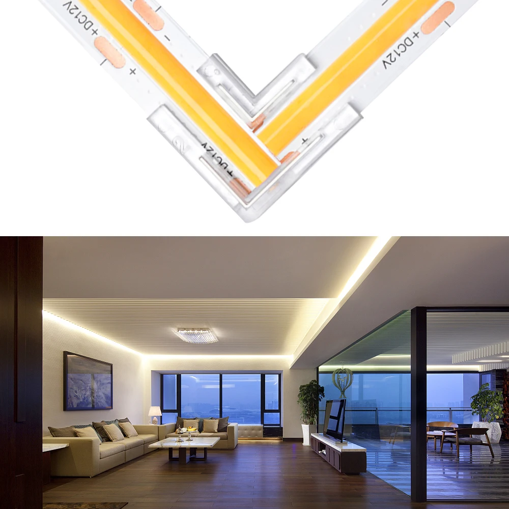L Connector Led L Shape Led Connectors L-Shape 2 Pin LED Connectors For 8mm COB Strip ...