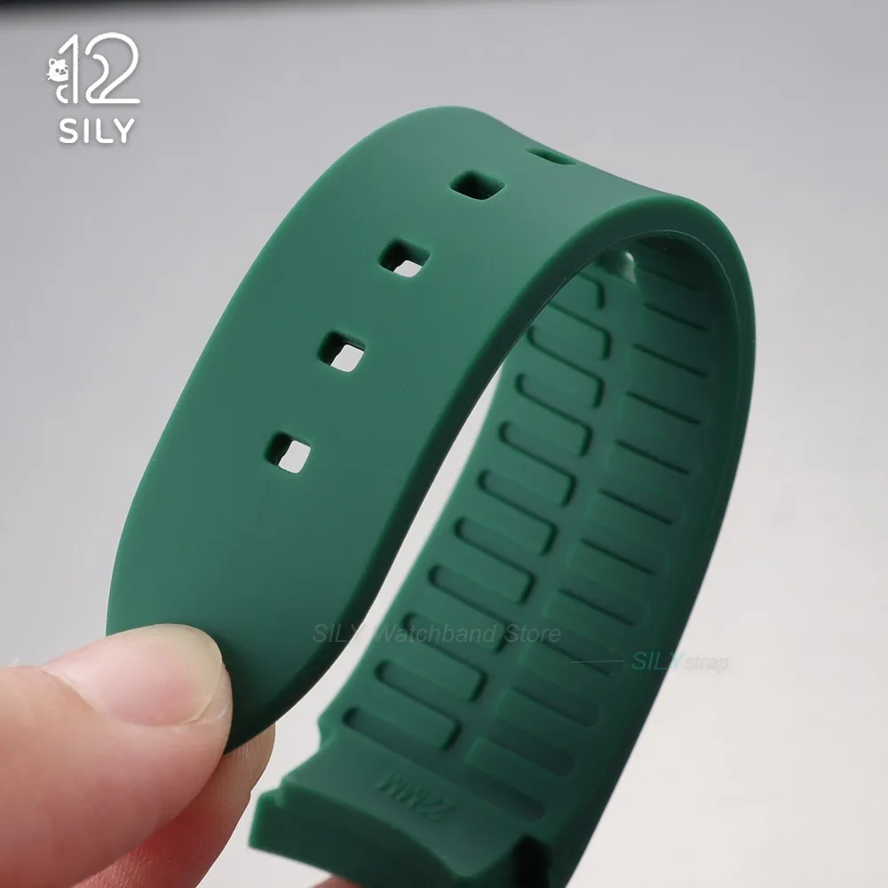 Curved End Silicone Sport Watch Band - Soft, Waterproof Replacement Wrist Strap