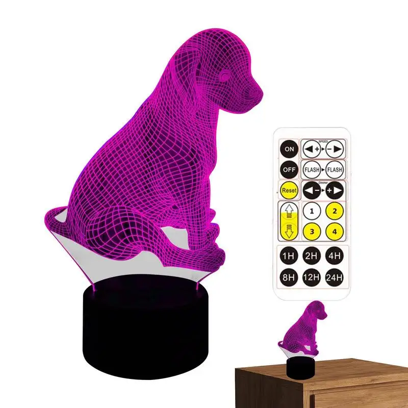 

3D Lamp Illusion Dog Illusion Touch Night Light With Remote Control USB Recharging Table Lamp For Indoor Decoration Seven Colors