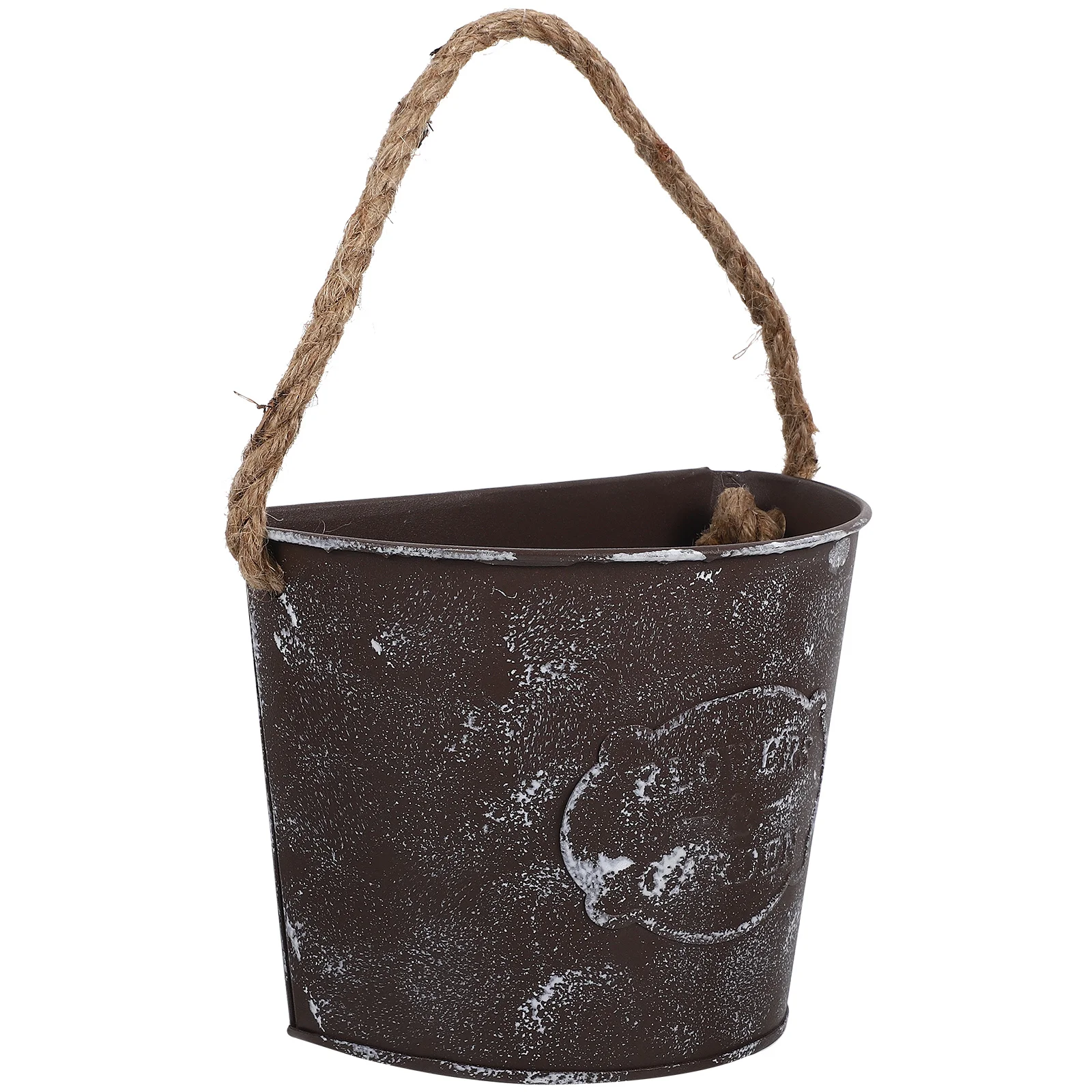 

2 Pcs Indoor Hanging Flower Stand Wall-mounted Flowerpot Rustic Metal Bucket Basket Home Iron Container Pendant Adorn