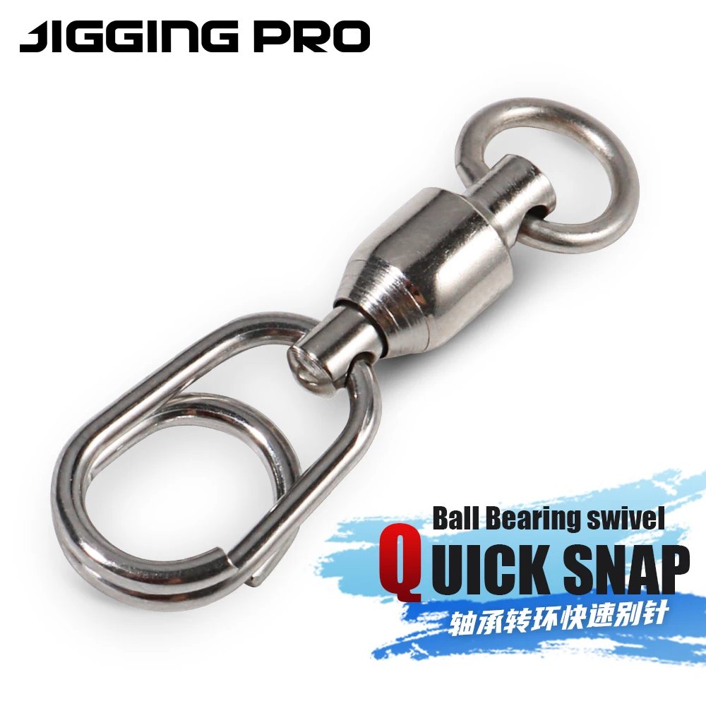 

JIGGING PRO Stainless Steel Ball Bearing Swivel Quick Snap Fishing Accessories Professional Fishing Tackle