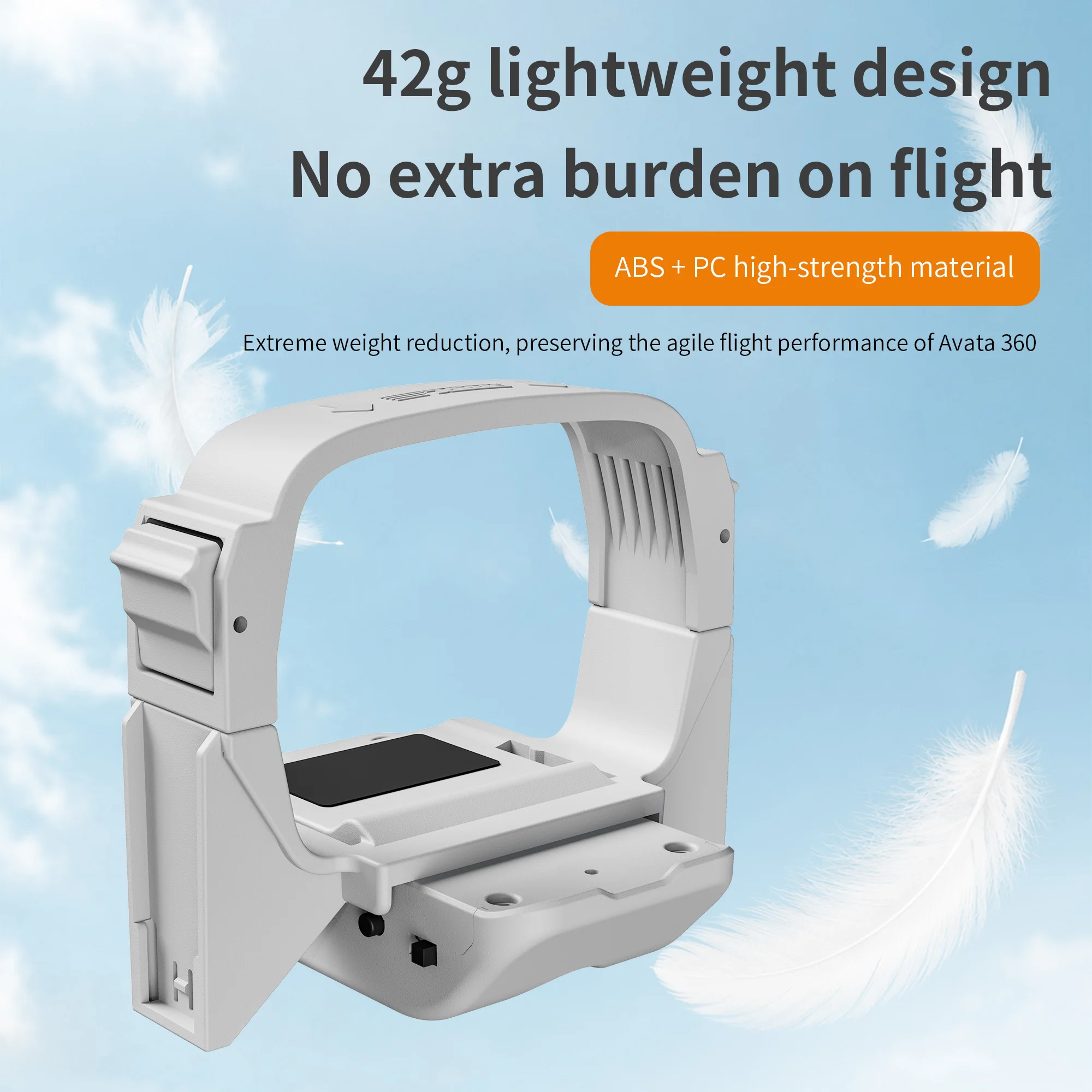 Support de largage Avata 360 fixé sous le drone, charge utile de 150g attachée.