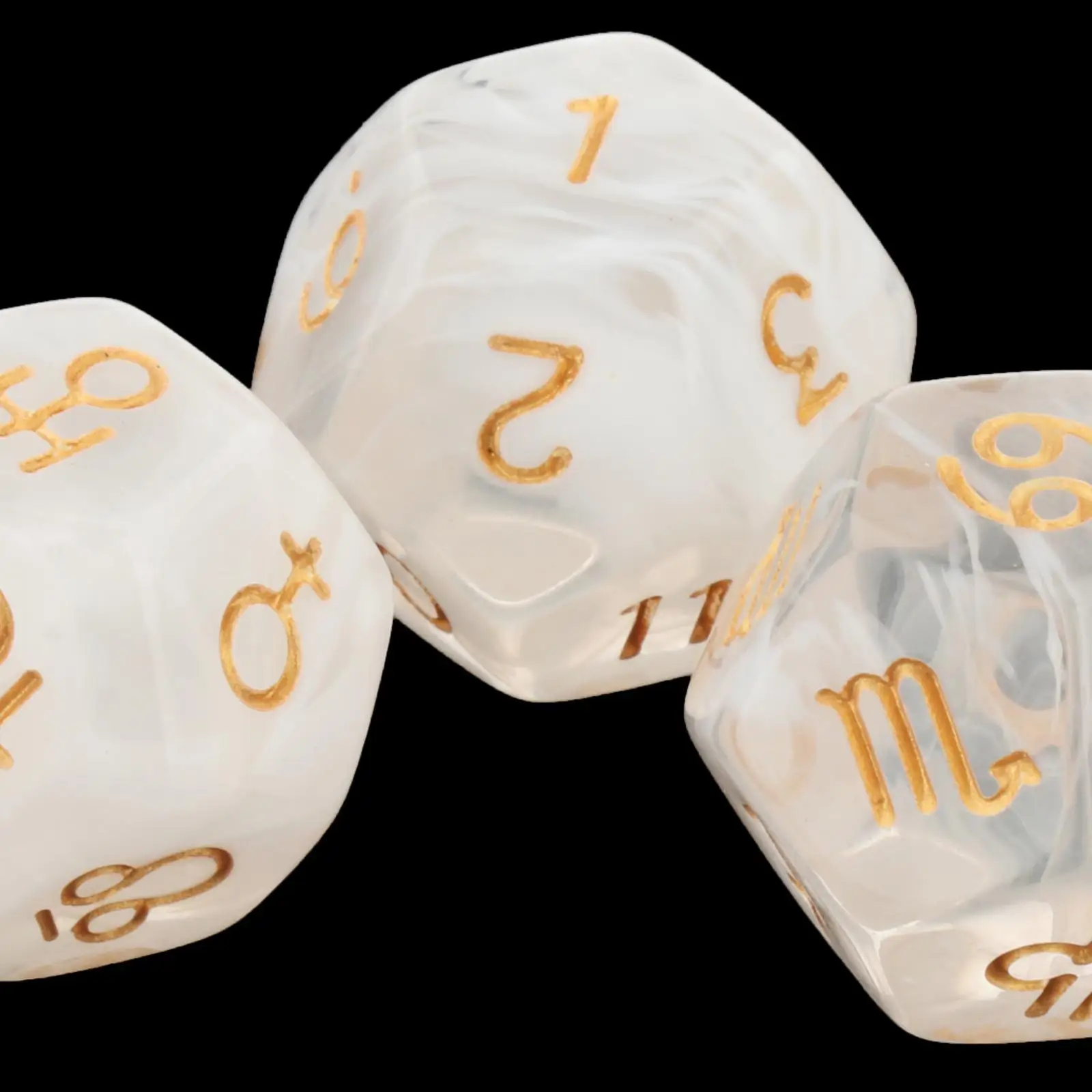 3Pcs Acrylic Astrology Dice Constellation dice Polyhedral Dices Set with Bag