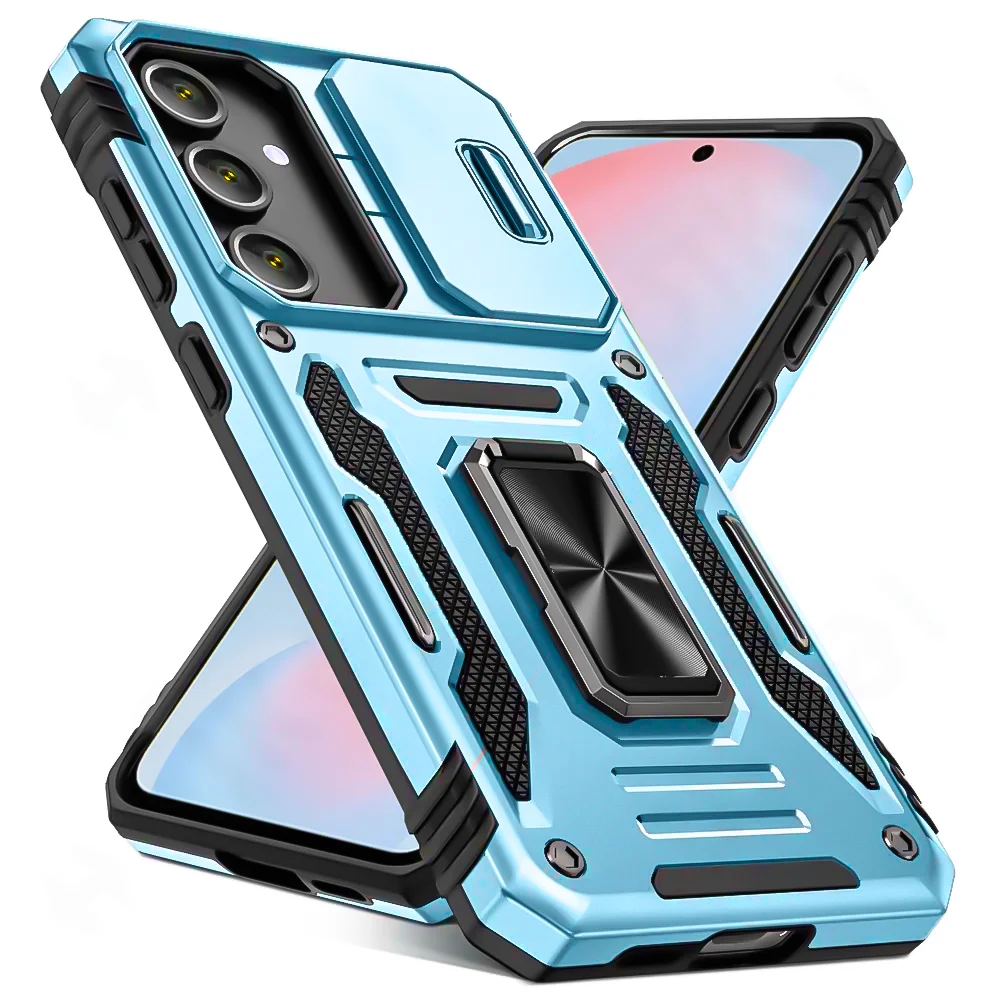 Enhanced Anti-Drop Sliding Camera Protective Phone Case with Metal Ring and Magnetic Stand