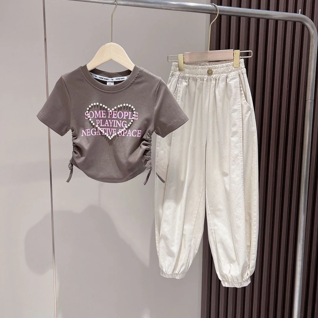 

Retail 2023 New Baby Girls Teenage Fashion Casual Sets, Top+ Pants 4-12T