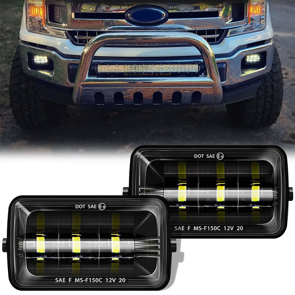 

pgrade 1 Pair LED Projector Fog Light Clear Lens For Ford F150 2015 2016 2017 2018 Plug And Play