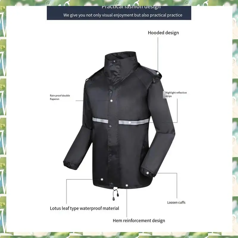 Men's Raincoat Set Rainproof Mask Raincoat Outdoor Work Hiking Cycling Fishing Storm Proof Poncho , XXXL 1 PCS