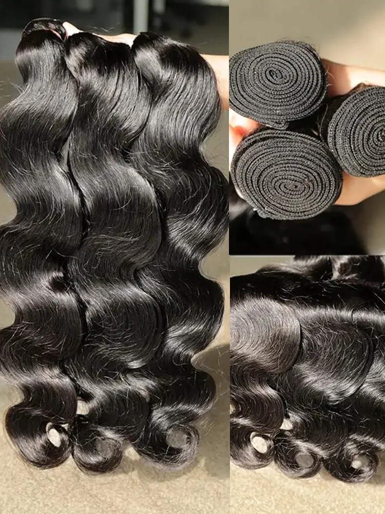 30 32 40 Inch Body Wave 3 4 Bundles Brazilian Remy 100% Unprocessed Raw Virgin Human Hair Wavy Double Bundles Weave Extensions 2