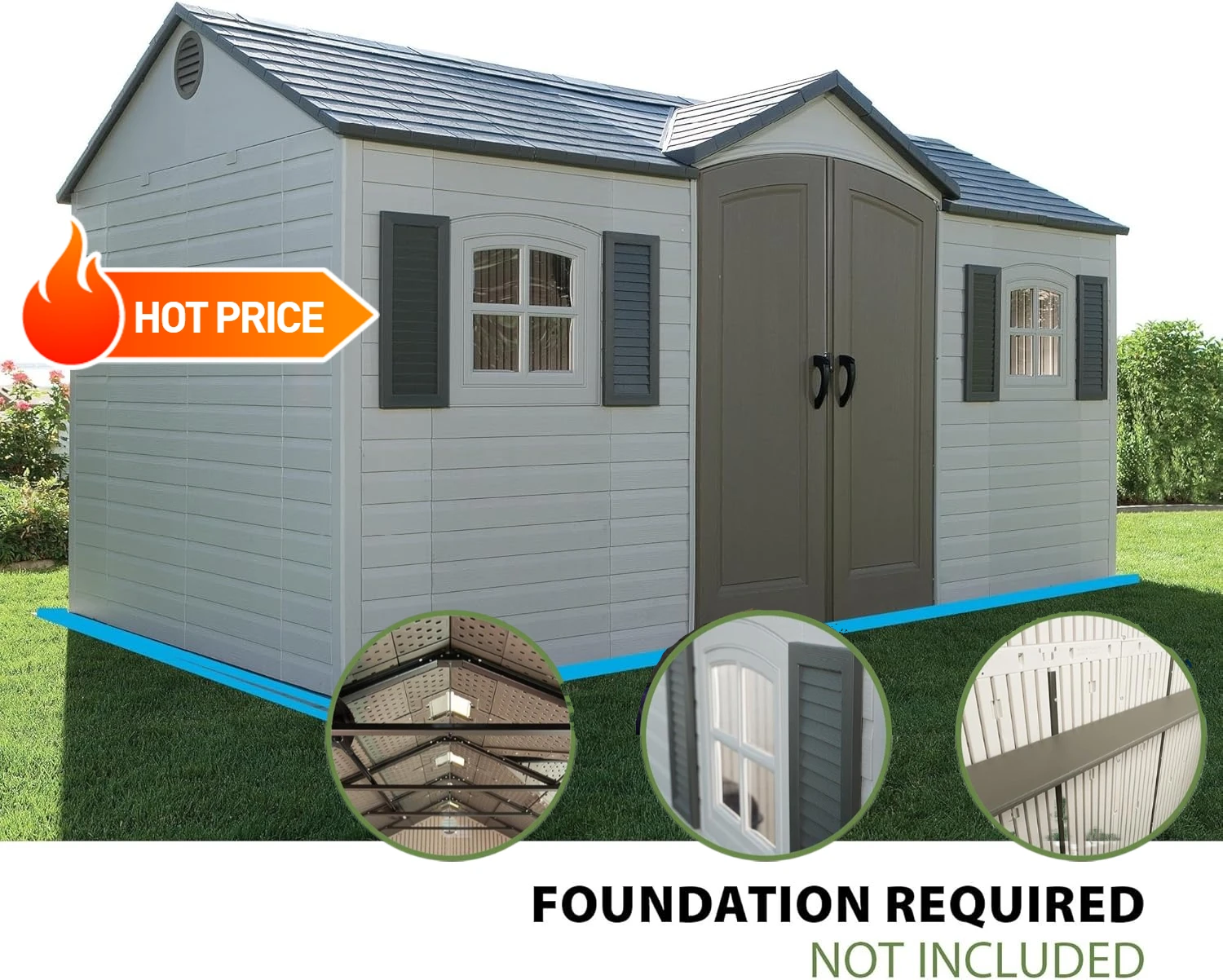 8x15 Outdoor Storage Shed in Desert Sand 1