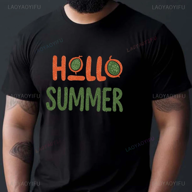 

Watermelon Hello Summer Print Crew Neck Anime Short Sleeve Simple Style Fashion Tee Casual Comfy Harajuku Hipster Tops