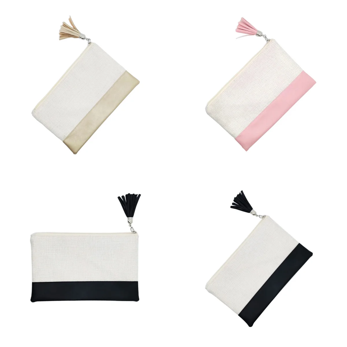 Sublimation Blank Linen Makeup Bag With Tassel Thermal Transfer