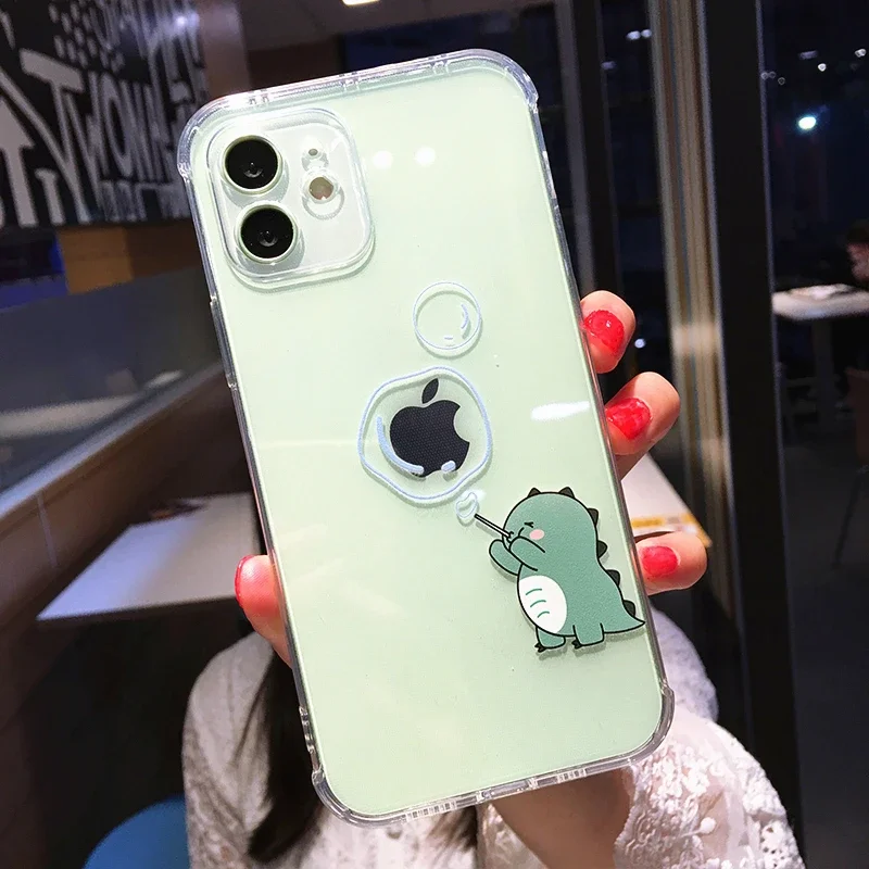 Adorable Cartoon Dinosaur Clear Shockproof Phone Case Cover