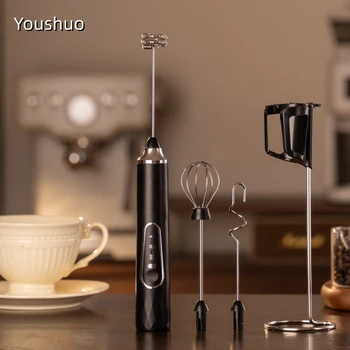 Wireless Milk Frother Electric Type-C Handheld Blender Stainless Steel Mini Coffee Maker Whisk Mixer For Coffee Cappuccino Cream 1