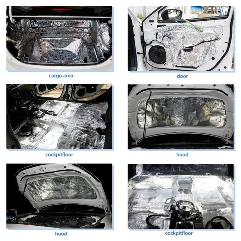 1Pc 50x200cm 5/10mm Sound Deadener Heat Insulation Mat Aluminum Foil Self Adhesive Acoustic Thermal Pad Car Noise Insulation Mat sound proof mat sound insulation mat sound deadener mat heat insulation mat