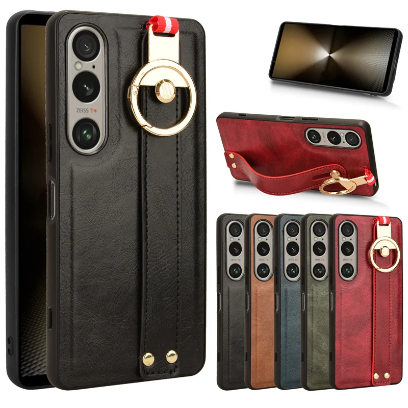 Luxury Leather Wristband Stand Case with Ring Opener