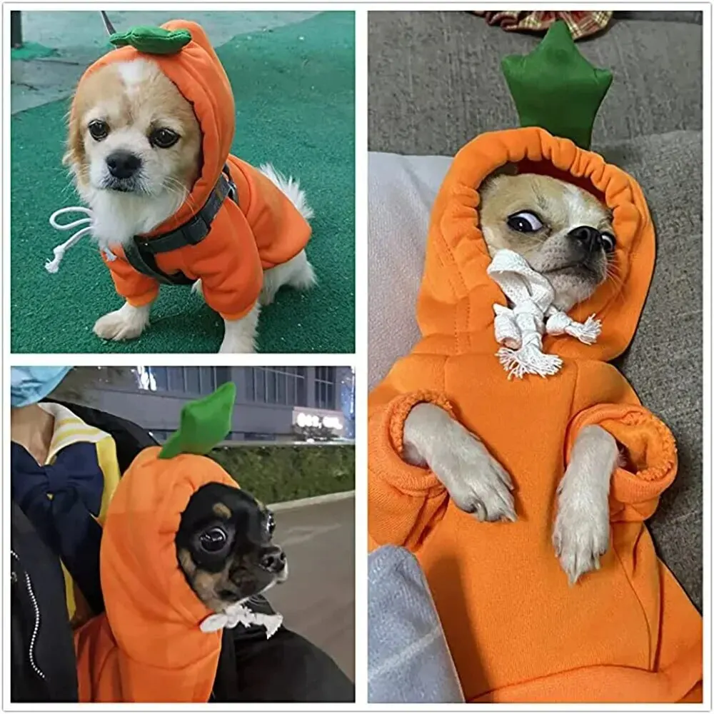 Dog Hoodie Carrot Shape Warm Fleece