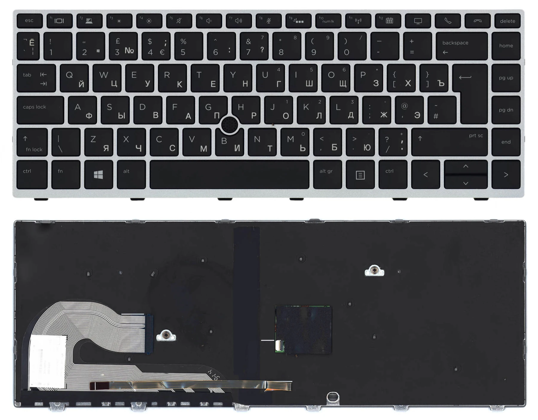 Laptop keyboard for HP EliteBook 840 G5 black with silver frame backlit | Компьютеры и офис