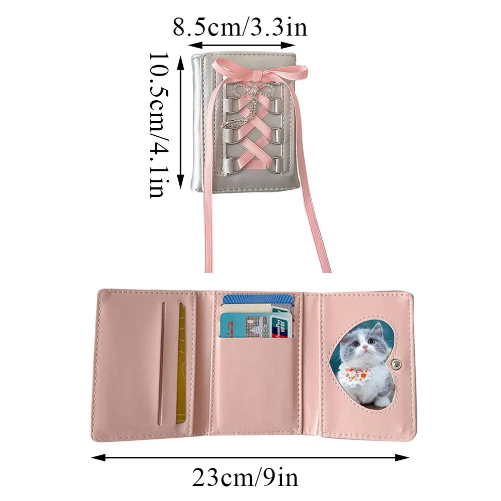 Sweet Ballet-Style Lace Bow Wallet – Portable Coin Purse with Card Holder