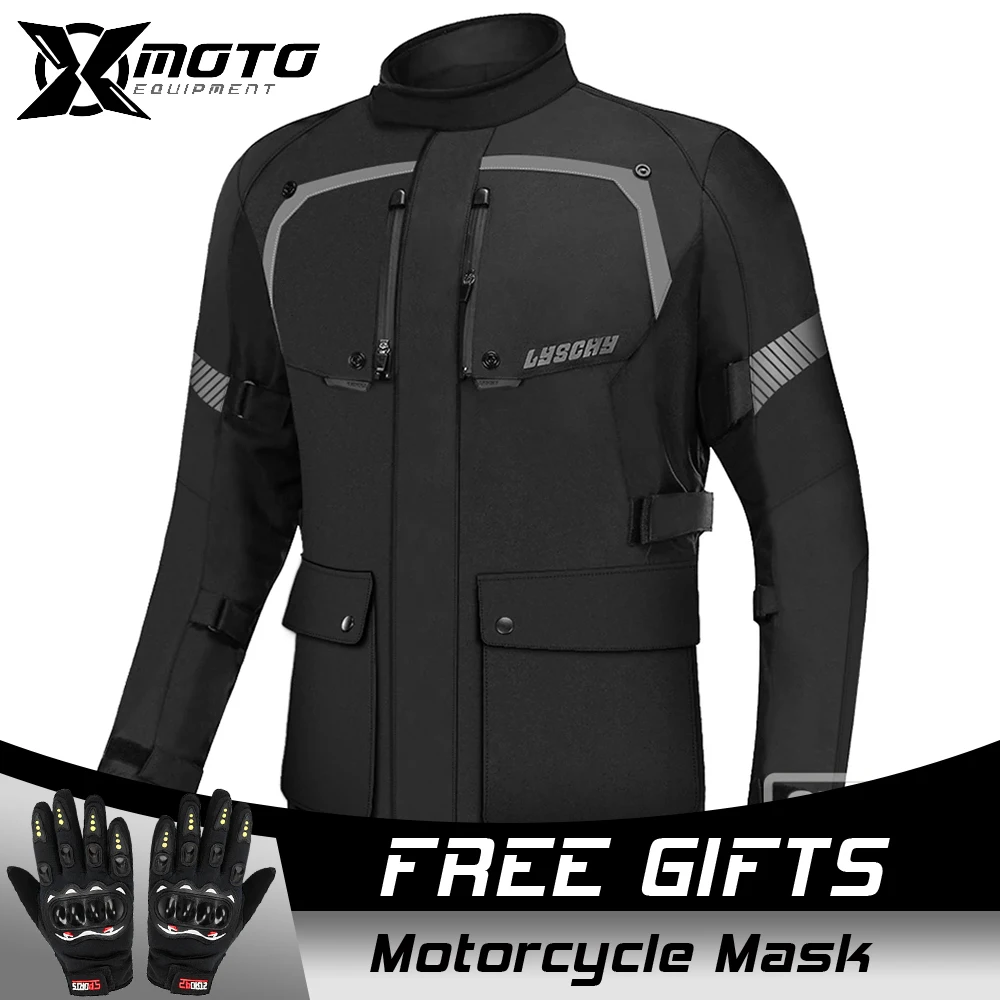 

Waterproof Jacket Motorcycle Cold-proof Suit Men LYSCHY Winter Motorbike Riding Moto Jacket Protective Gear Armor Clothing Pants